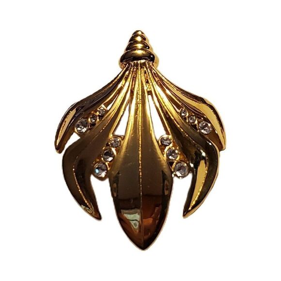 Kenneth Jay Lane Jewelry - Vintage KJL Kenneth J. Lane Rhinestone Flower Pendant Floral Signed 1.5" Estate